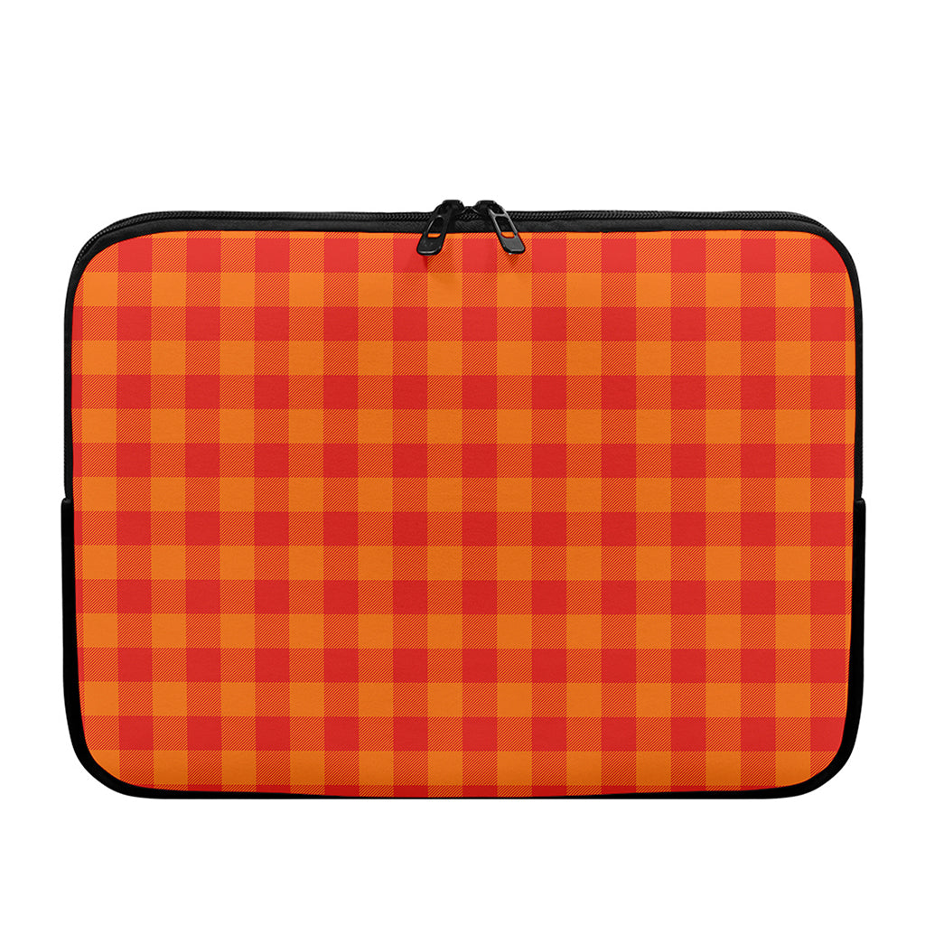 Orange Buffalo Check Pattern Print Laptop Sleeve