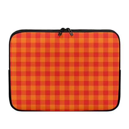 Orange Buffalo Check Pattern Print Laptop Sleeve