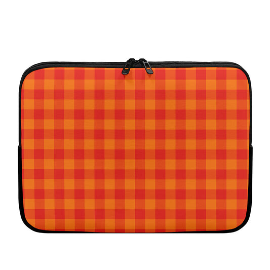 Orange Buffalo Check Pattern Print Laptop Sleeve