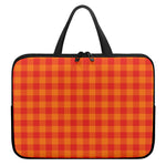 Orange Buffalo Check Pattern Print Laptop Sleeve With Handle