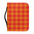 Orange Buffalo Check Pattern Print Leather Bible Cover