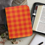 Orange Buffalo Check Pattern Print Leather Bible Cover