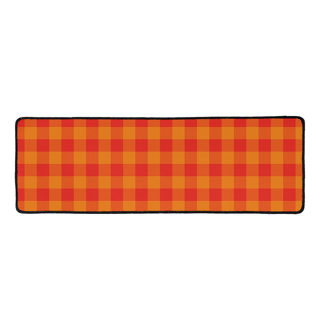 Orange Buffalo Check Pattern Print Long Kitchen Mat