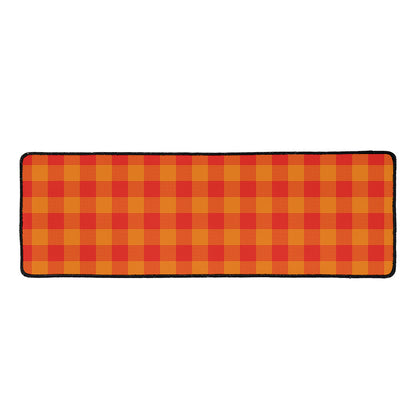 Orange Buffalo Check Pattern Print Long Kitchen Mat