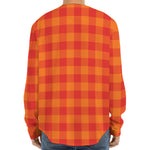Orange Buffalo Check Pattern Print Long Sleeve Baseball Jersey