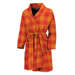 Orange Buffalo Check Pattern Print Men's Bathrobe