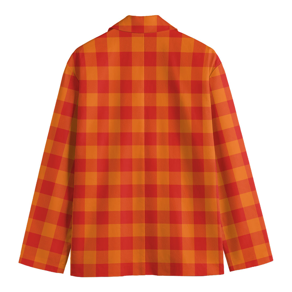 Orange Buffalo Check Pattern Print Men's Blazer