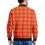 Orange Buffalo Check Pattern Print Men's Bomber Jacket