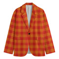 Orange Buffalo Check Pattern Print Men's Cotton Blazer