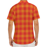 Orange Buffalo Check Pattern Print Men's Deep V-Neck Shirt