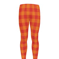 Orange Buffalo Check Pattern Print Men's Leggings