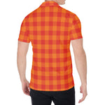 Orange Buffalo Check Pattern Print Men's Shirt