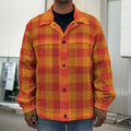 Orange Buffalo Check Pattern Print Men's Shirt Jacket