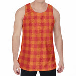 Orange Buffalo Check Pattern Print Men's Velvet Tank Top