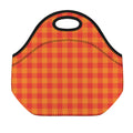 Orange Buffalo Check Pattern Print Neoprene Lunch Bag