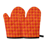 Orange Buffalo Check Pattern Print Oven Mitts