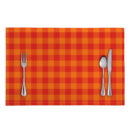Orange Buffalo Check Pattern Print Placemat