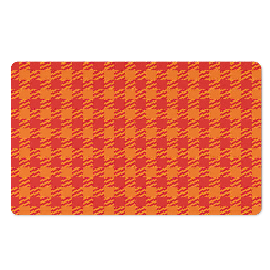 Orange Buffalo Check Pattern Print Polyester Doormat