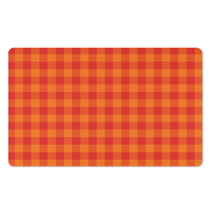 Orange Buffalo Check Pattern Print Polyester Doormat