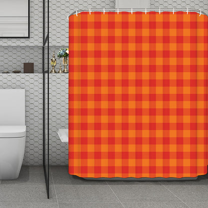 Orange Buffalo Check Pattern Print Polyester Shower Curtain