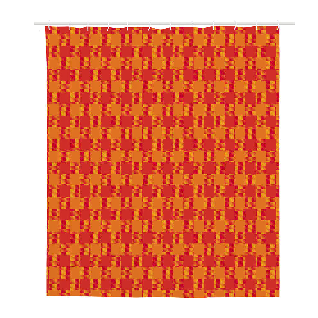 Orange Buffalo Check Pattern Print Polyester Shower Curtain