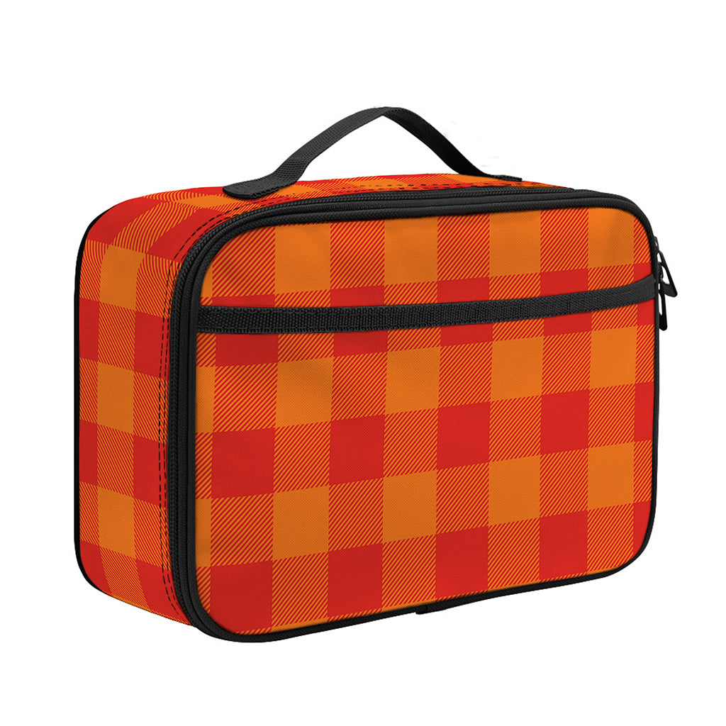 Orange Buffalo Check Pattern Print Portable Lunch Bag
