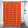 Orange Buffalo Check Pattern Print Premium Shower Curtain