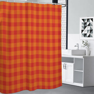 Orange Buffalo Check Pattern Print Premium Shower Curtain