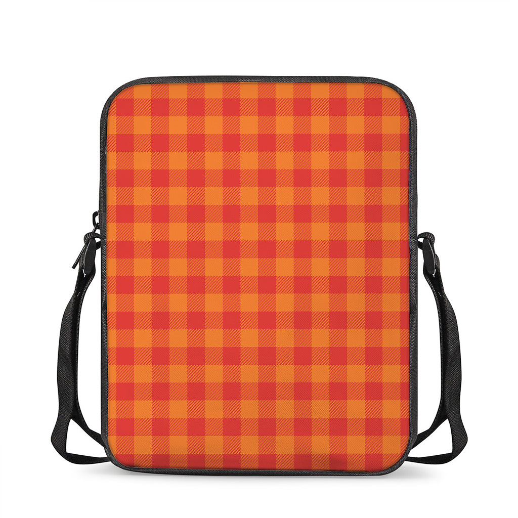 Orange Buffalo Check Pattern Print Rectangular Crossbody Bag