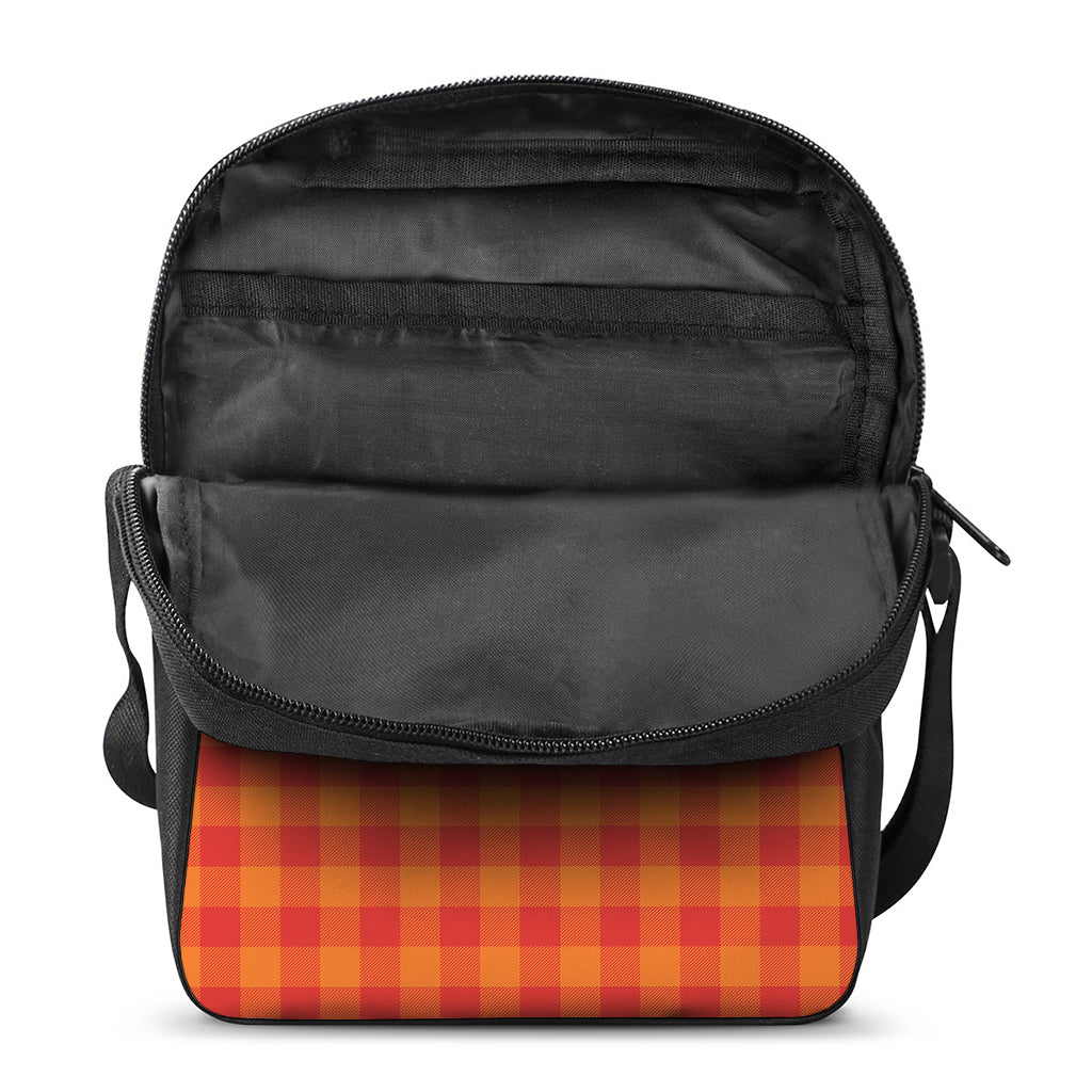Orange Buffalo Check Pattern Print Rectangular Crossbody Bag