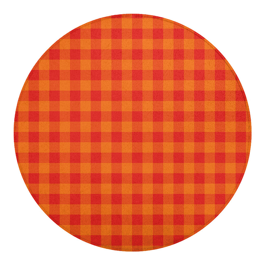 Orange Buffalo Check Pattern Print Round Blanket