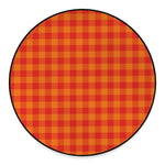 Orange Buffalo Check Pattern Print Round Floor Mat