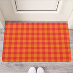 Orange Buffalo Check Pattern Print Rubber Doormat