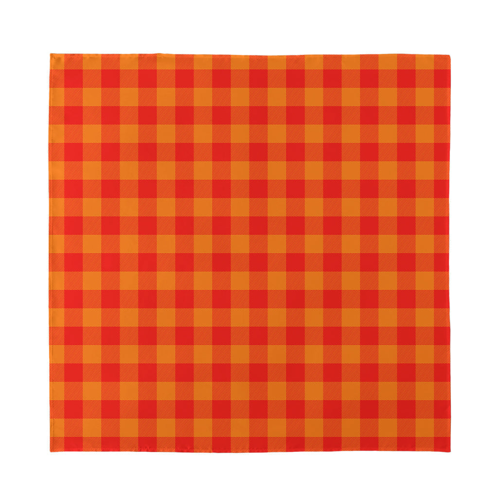 Orange Buffalo Check Pattern Print Silk Bandana