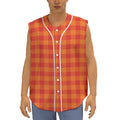Orange Buffalo Check Pattern Print Sleeveless Baseball Jersey