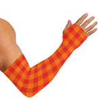 Orange Buffalo Check Pattern Print Sun Protection Arm Sleeves