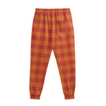 Orange Buffalo Check Pattern Print Sweatpants
