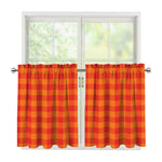 Orange Buffalo Check Pattern Print Tier Curtains