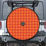 Orange Buffalo Check Pattern Print Tire Cover With Camera Hole