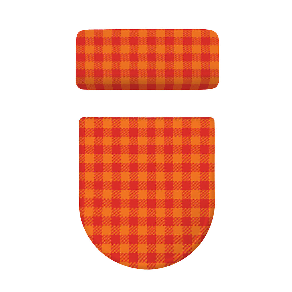 Orange Buffalo Check Pattern Print Toilet Lid And Tank Cover Set