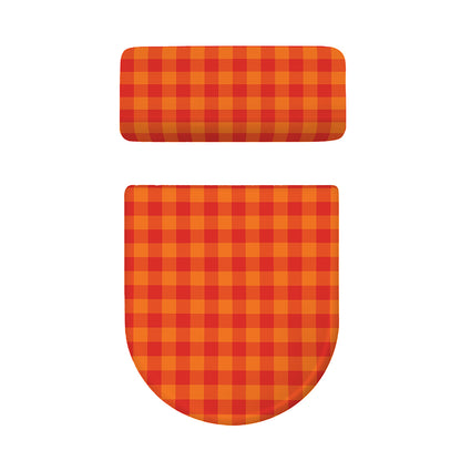 Orange Buffalo Check Pattern Print Toilet Lid And Tank Cover Set