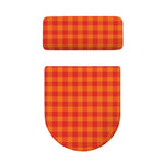 Orange Buffalo Check Pattern Print Toilet Lid And Tank Cover Set