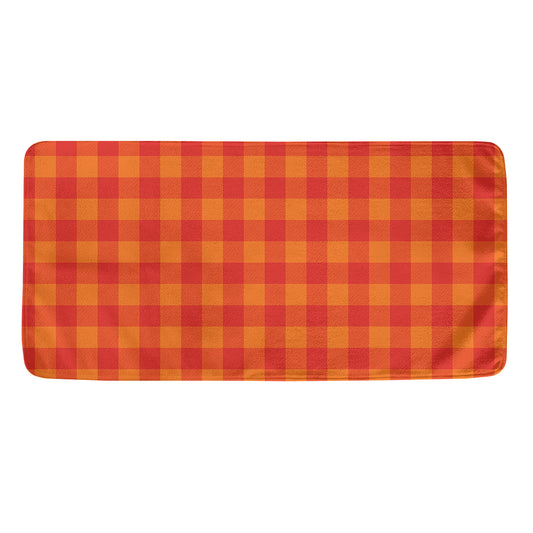 Orange Buffalo Check Pattern Print Towel