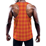 Orange Buffalo Check Pattern Print Training Tank Top