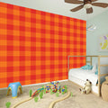 Orange Buffalo Check Pattern Print Wall Sticker