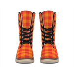 Orange Buffalo Check Pattern Print Winter Boots