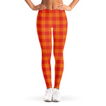Orange Buffalo Check Pattern Print Women's Leggings