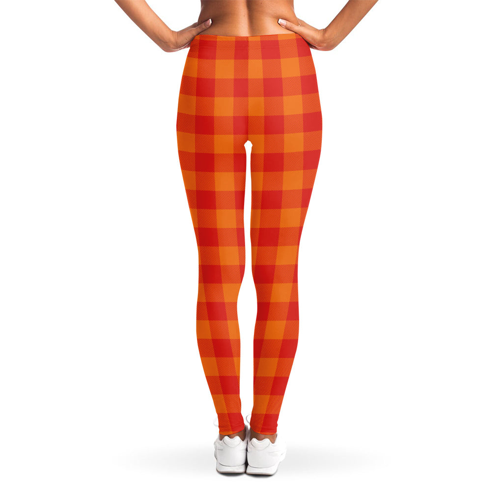 Orange Buffalo Check Pattern Print Women's Leggings