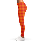 Orange Buffalo Check Pattern Print Women's Leggings