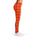 Orange Buffalo Check Pattern Print Women's Leggings